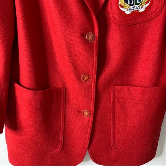 Vintage 90’s The Limited Wool Red Blazer Crest M - Picture 3 of 9